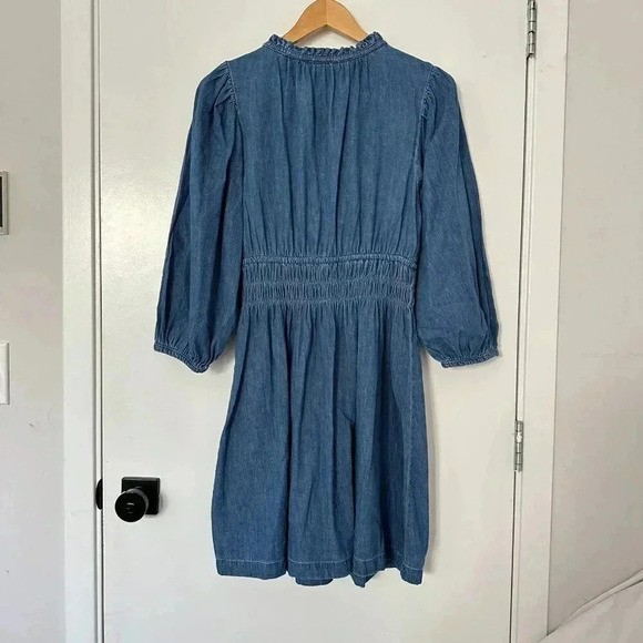 GAP Puff Sleeve Denim Dress with Washwell Smocked Waist Boho Prairie Size Small - Picture 4 of 12